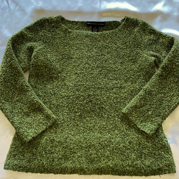 Josephine Chaus Green Wool Blend Slubbed Knit Sweater Textured Boucle Marled - Picture 4 of 10